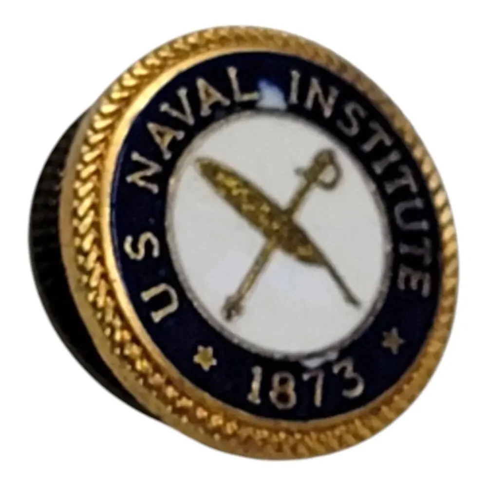 Vintage US Naval Institute 1873 1/20 10K GF Tie Clip Bar & Lapel Pin 2pc Set